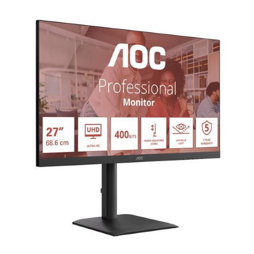 AOC E4 U27E4CV, 68,6 cm (27?), 3840 x 2160 Pixel, 4K Ultra HD, LED, 4 ms, Nero